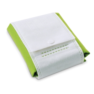 Sacola dobrável. Non-woven: 80 g/m². Termo-selado. 